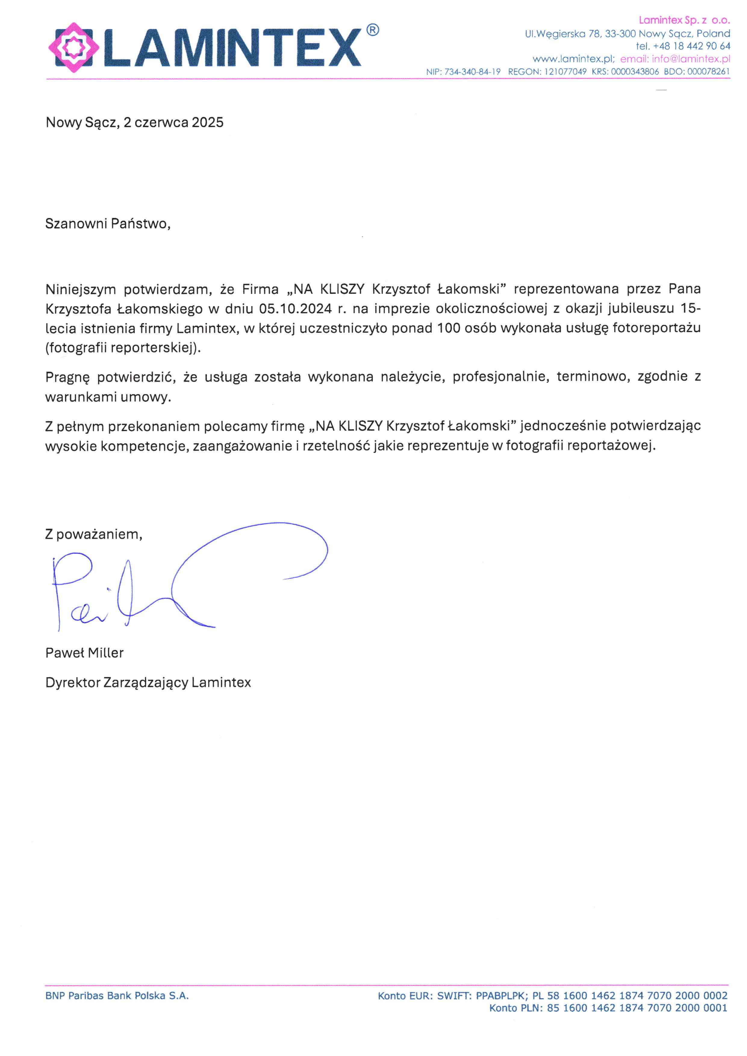 List referencyjny Lamintex